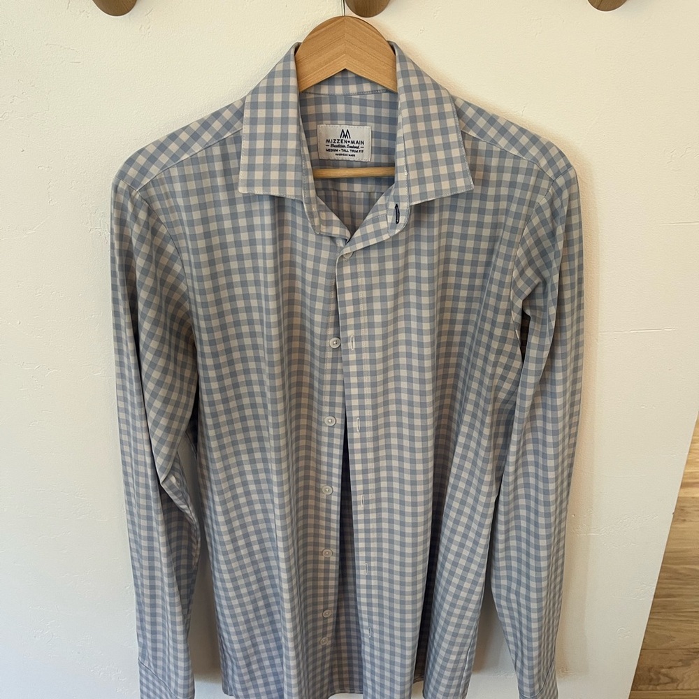 Mizzen+Main Light Blue Gingham Dress Shirt